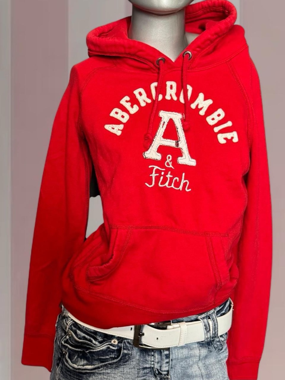 Abercrombie & Fitch Y2K Red Patch-Letter Hoodie